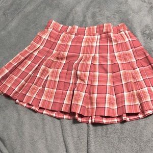 Red white & brown plaid skirt with truffles